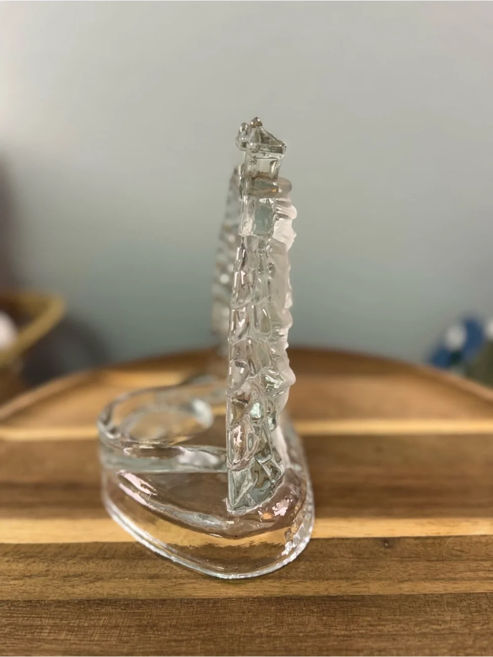 Frosted Clear Glass Holiday Christmas Carolers Figural Candle Holder -
